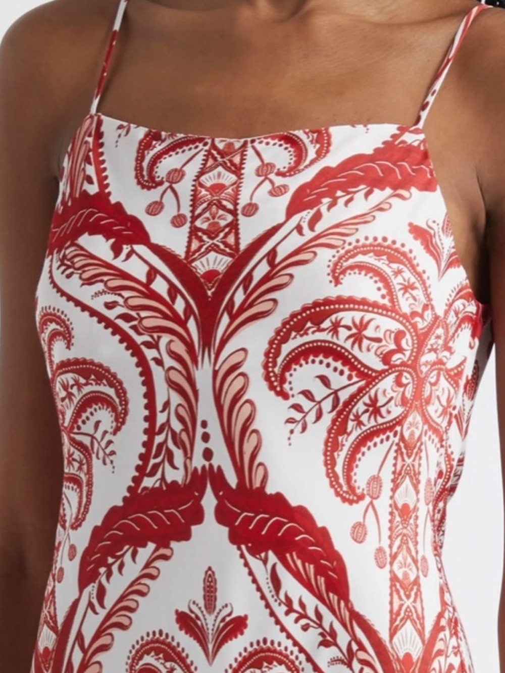 ⭐️FARM RIO Cameo Red & White Tropical Slip Dress Spaghetti Strap⭐️ as is - Picture 2 of 10